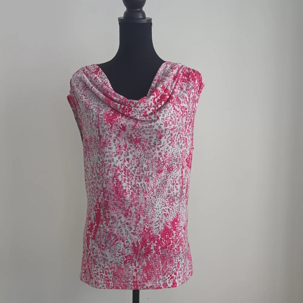 Anne Klein Pink & White Draped Cowl-Neck Camisole - Picture 6 of 6